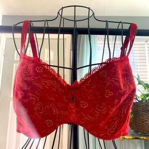 Soma Enticing Lift Balconet Bra 34G cherry red